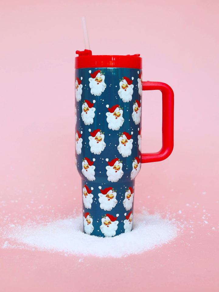 Vintage Snowman Tumbler 40oz With Handle, Christmas 40oz Tumbler, Santa 40oz  Stainless Steel Tumbler With Lid and Straw, Christmas Gift 