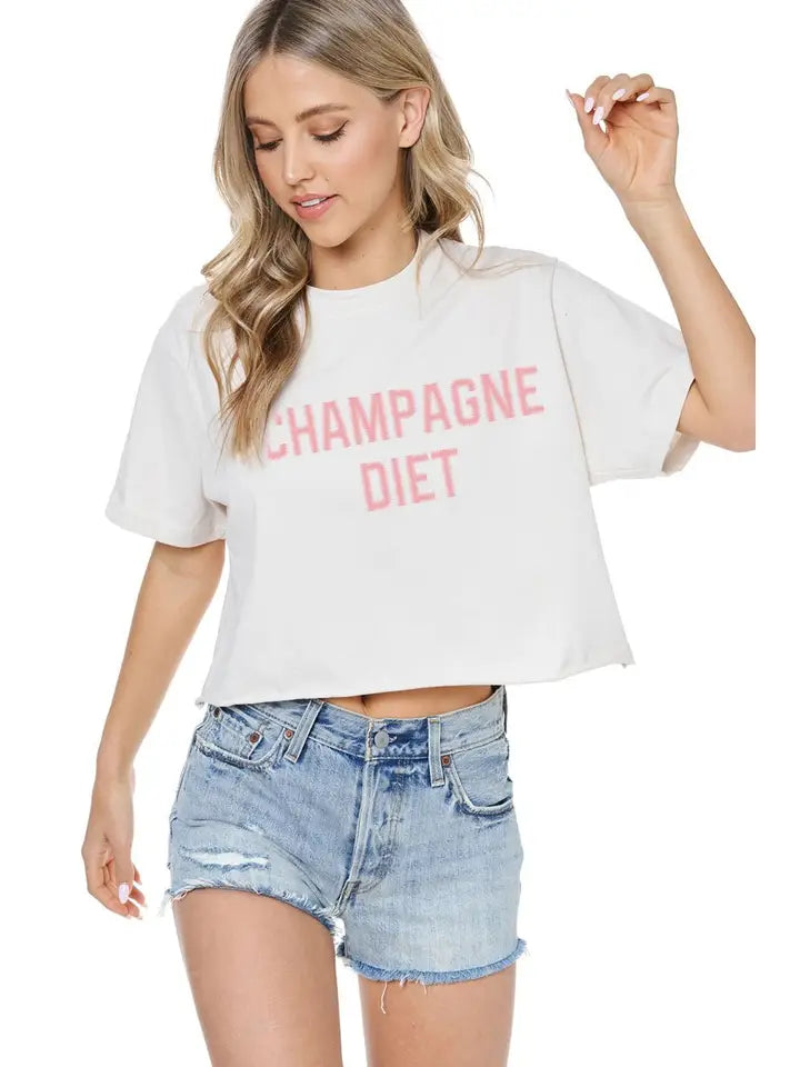 Champagne Diet Crop Top • Antique White