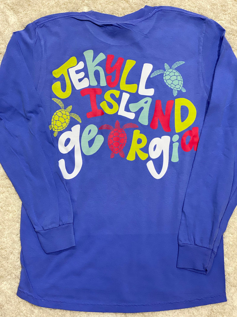 Groovy Turtle Jekyll Island Pocket Tee • Long Sleeve • Flo Blue