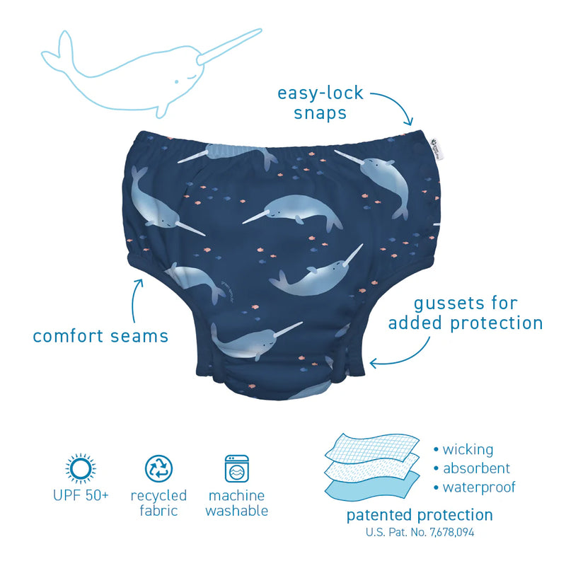 Eco Snap Swim Diaper • Navy Narwhale