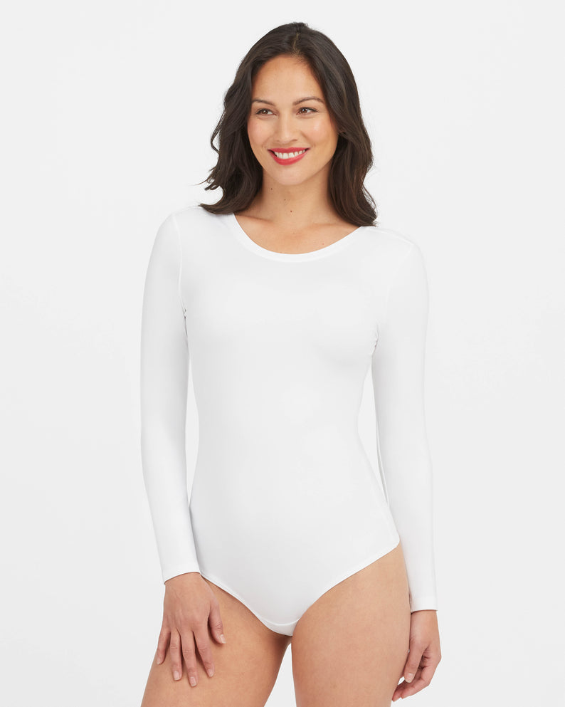 Suit Yourself Scoop Neck L/S Top Bodysuit • White – Tonya's Treasures Inc.