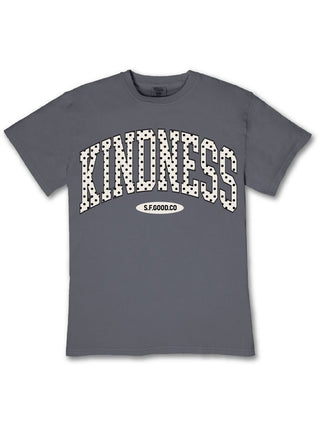 Polka Dot 'Kindness' Mineral Wash Graphic Tee • Gray