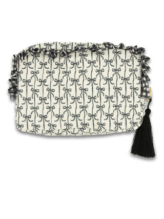 Quilted Cosmo Bag • Black Bows