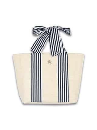 Canvas Derby Tote • Navy & Cream