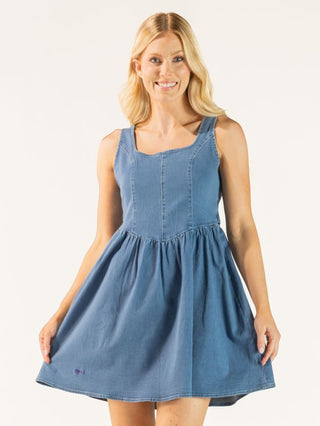 denim tie back dress Natural Life Dakota Tie-Back Dress