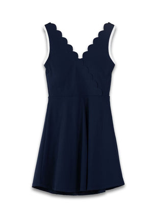 Wrap Scalloped Dress • Navy