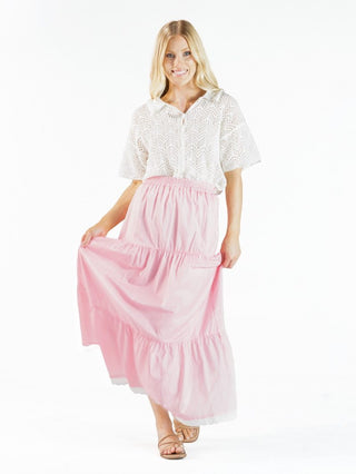 Tiered Maxi Skirt • Pink Gingham
