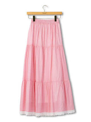 Tiered Maxi Skirt • Pink Gingham
