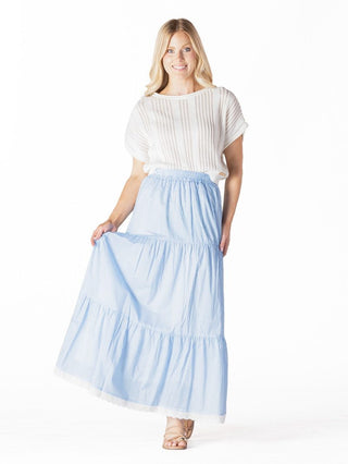 Tiered Maxi Skirt • Blue Gingham