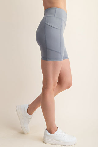 Core 6 Inch Biker Shorts Side Pocket • Rhino Grey