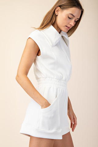 Fresh Start Luxe Sleeveless Romper • Cream