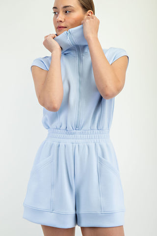 Fresh Start Luxe Sleeveless Romper • Frost