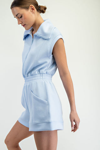 Fresh Start Luxe Sleeveless Romper • Frost