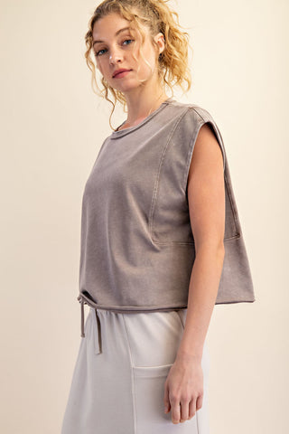 Mineral Washed Cropped Sleeveless Tank • Mocha