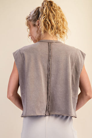 Mineral Washed Cropped Sleeveless Tank • Mocha