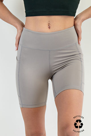 Core 6 Inch Biker Shorts Side Pocket • Stone Taupe