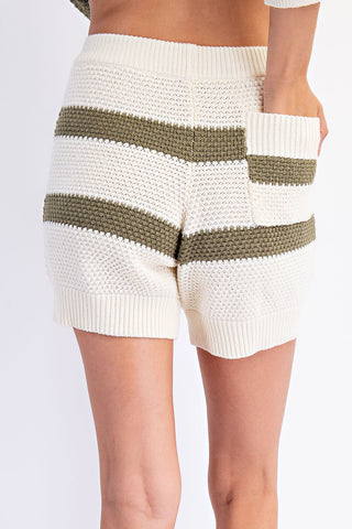 Stripe Sweater Short Pants • Cream + Olive