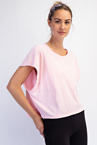 Use Me Cotton Slub Open Back Top • Pink
