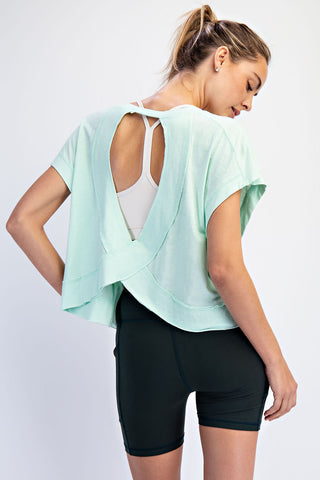 Use Me Cotton Slub Open Back Top • Morning Mint