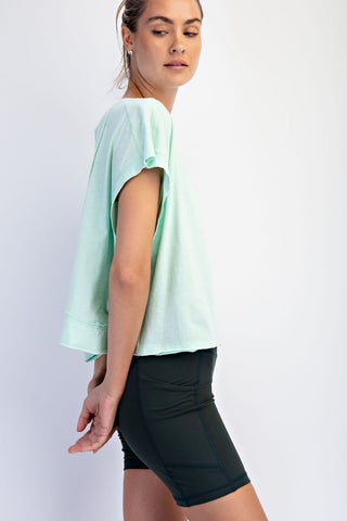 Use Me Cotton Slub Open Back Top • Morning Mint