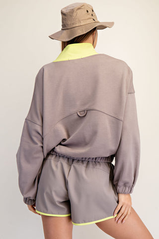 French Terry Playful Set • Stone Taupe + Lime