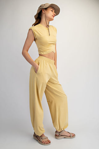 Cotton Lycra Crossover Set • Butter