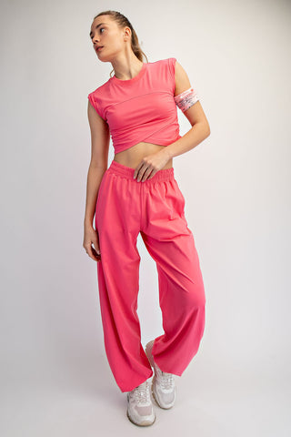 Cotton Lycra Crossover Set • Flamingo Pink