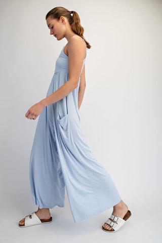 Whitney Viscose Modal Wide Leg Onesie • Mist Blue