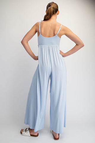 Whitney Viscose Modal Wide Leg Onesie • Mist Blue