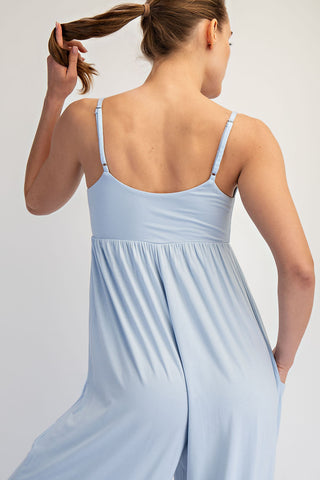 Whitney Viscose Modal Wide Leg Onesie • Mist Blue