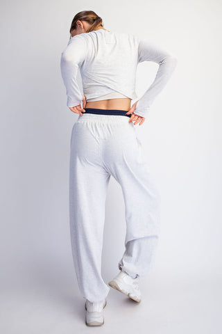 Cotton Lycra Crossover Long Sleeve Set • Heather Grey