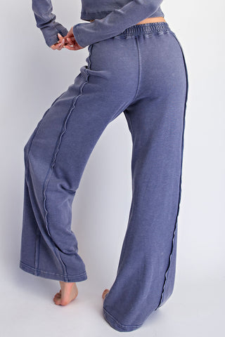 Dahlia Mineral Wash French Terry Pants Set • Navy