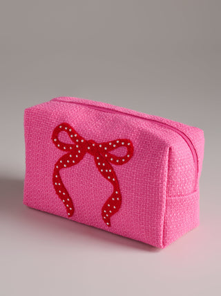 Mara Bow Large Zip Pouch • Pink