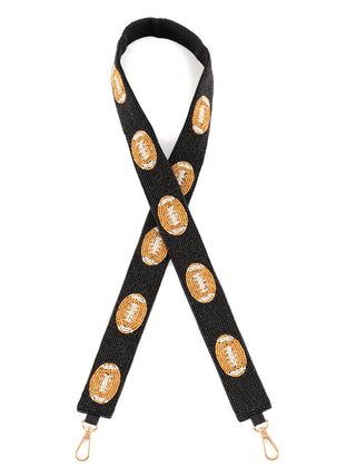 Football Beaded Bag Strap • Black