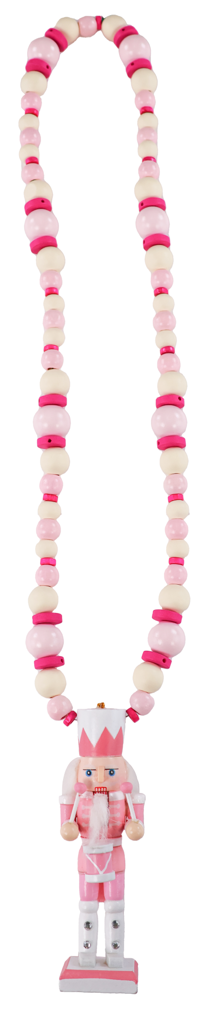 Holiday Nutcracker Beaded Long Necklace • Pink