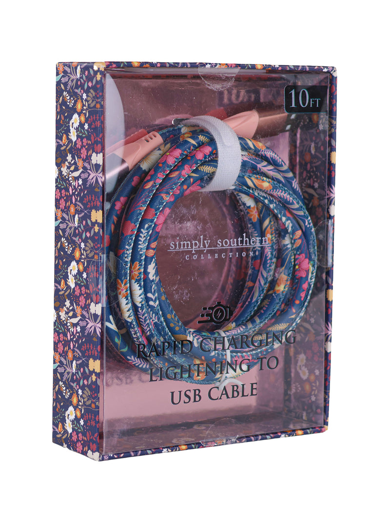 Simply Floral Standard USB Rapid Charging Cord • 10 Foot