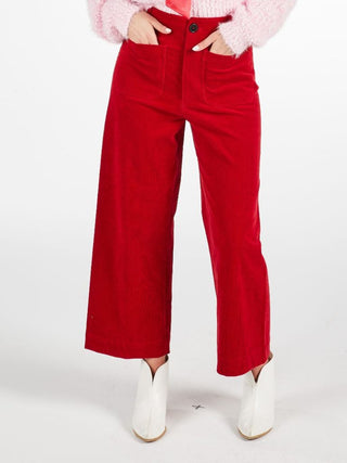 Simply Cordoroy Wide Leg Pant • Red