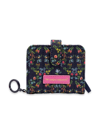 Quilted ID Wallet • Navy Ribbon Flower
