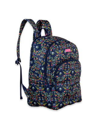School Backpack • Navy Ribbon Flower
