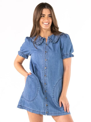 Button-Up Denim Dress • Medium Wash
