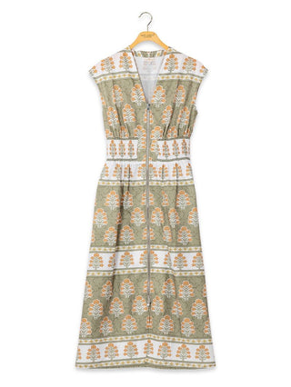 Ivy Zip-Front Dress • Ivory Floral