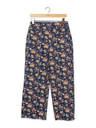 Floral Printed Denim Pants • Navy