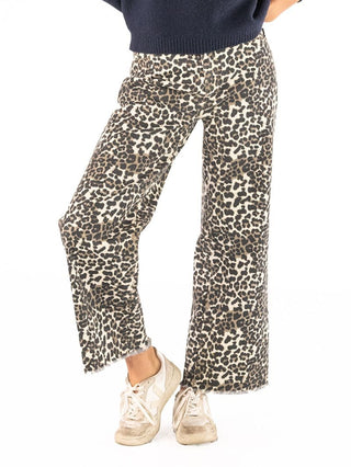 Printed Denim Pant • Cream & Leopard