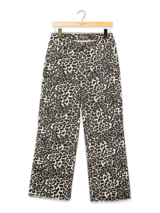 Printed Denim Pant • Cream & Leopard