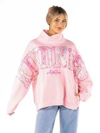 Kindness Everyday Mock Neck Sweatshirt • Pink