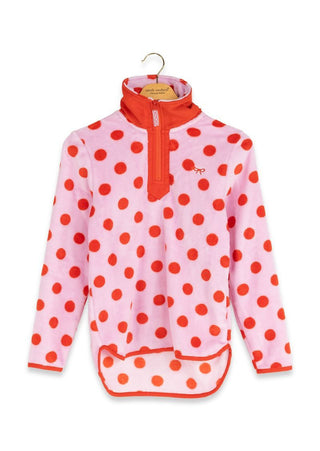 Youth Y-Neck Polka Dot Pullover • Pink & Red