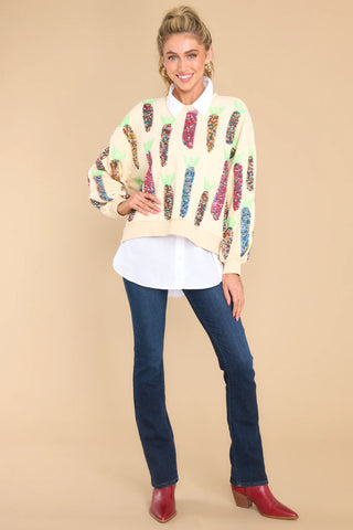QOS Pearl Multi Corn Sweatshirt • Ivory