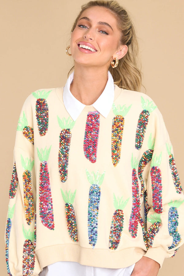 QOS Pearl Multi Corn Sweatshirt • Ivory