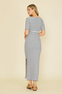 Oceanside Sippin' Maxi Dress • Ivory + Black