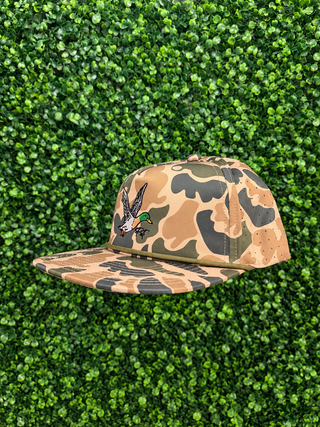 Flying Mallard 5 Panel Hat • Old School Camo